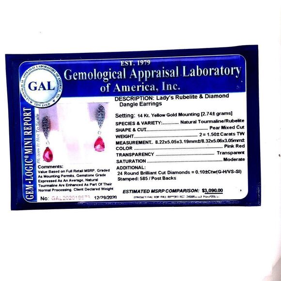 Tourmaline Rubellite Diamond Earrings 14k Gold 1.60 TCW Certified $3,090 018673 - Picture 10 of 10